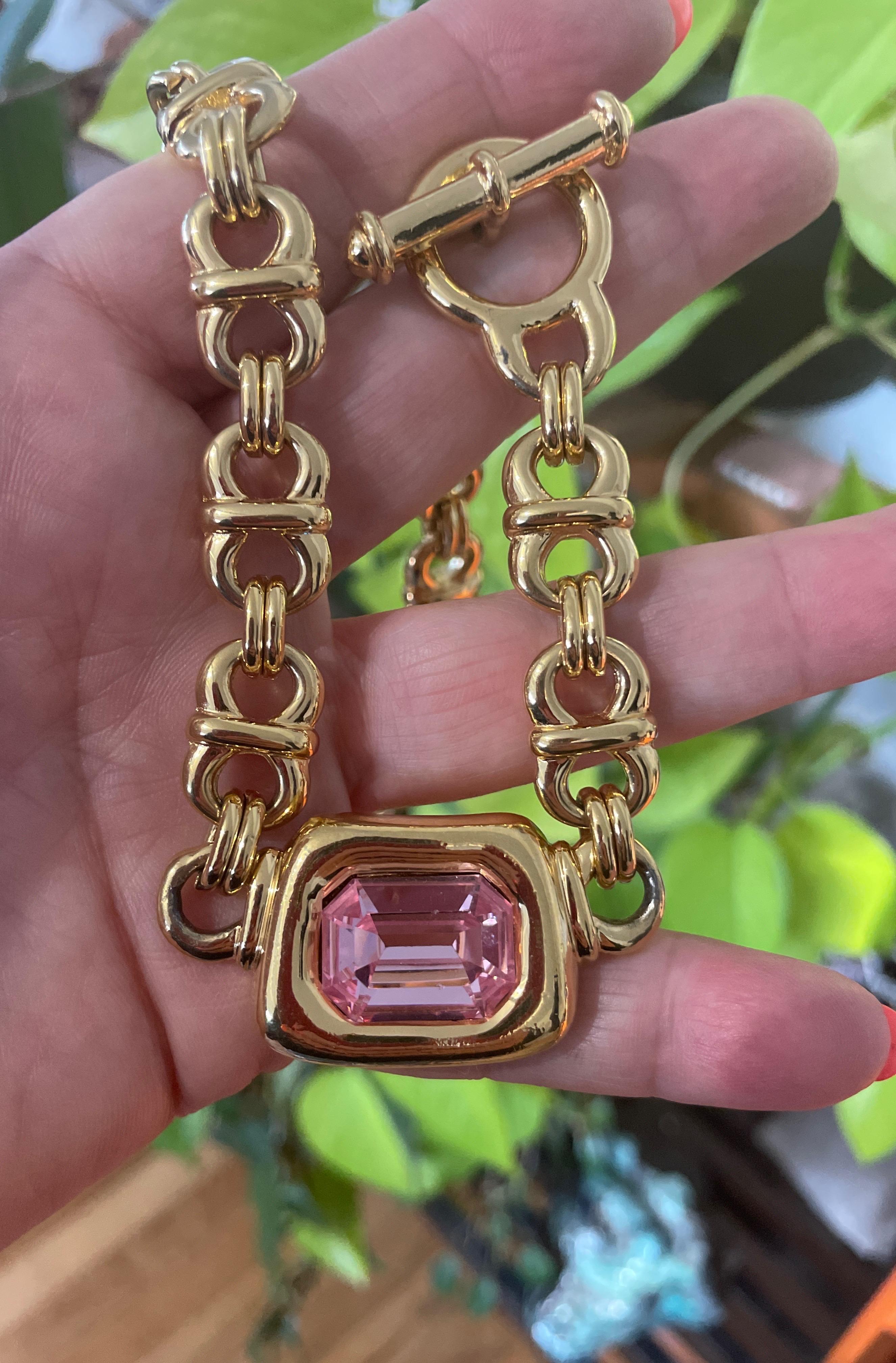 Stunning Ciner Pink swarovski Crystal Necklace 1980s New, never worn  For Sale 3