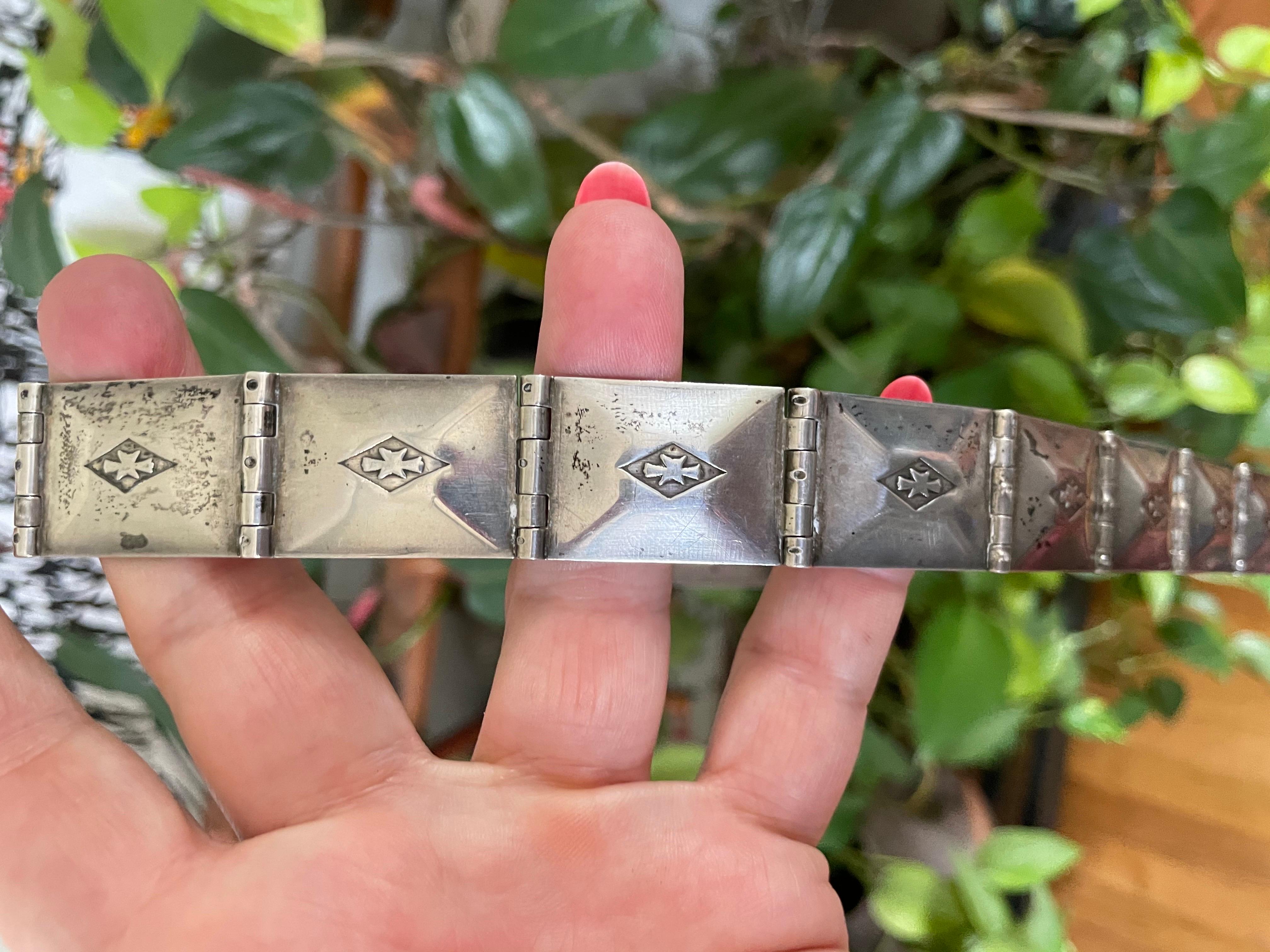 Sterling Silver Paneled Belt Native American Navajo  1