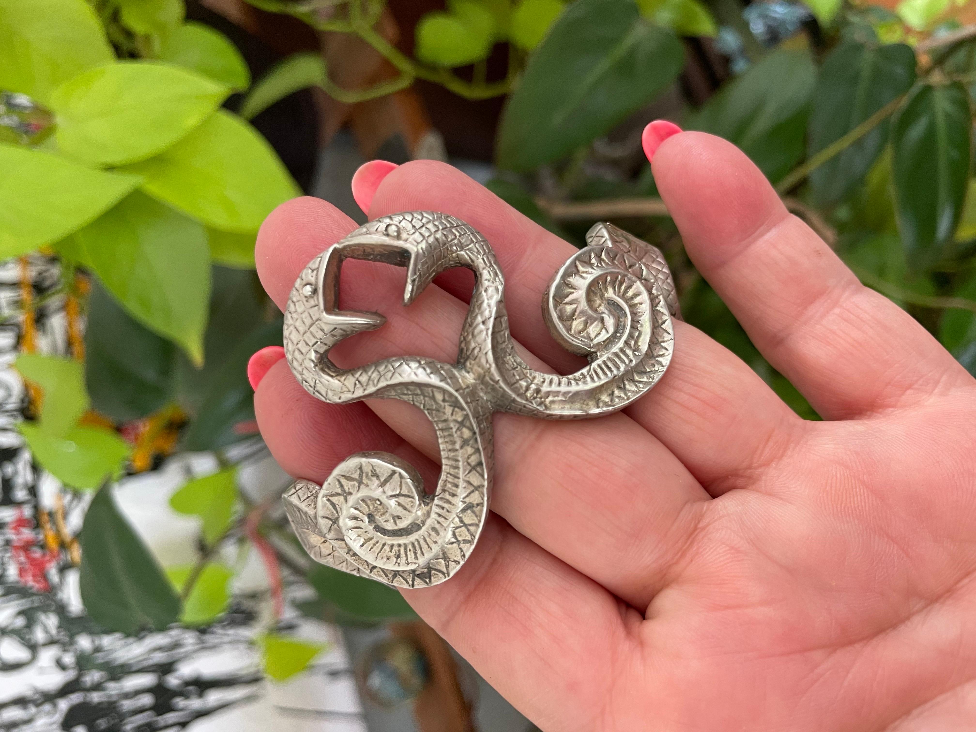 Sterling Silver Snake Cuff Bracelet Double Headed Serpent  For Sale 3