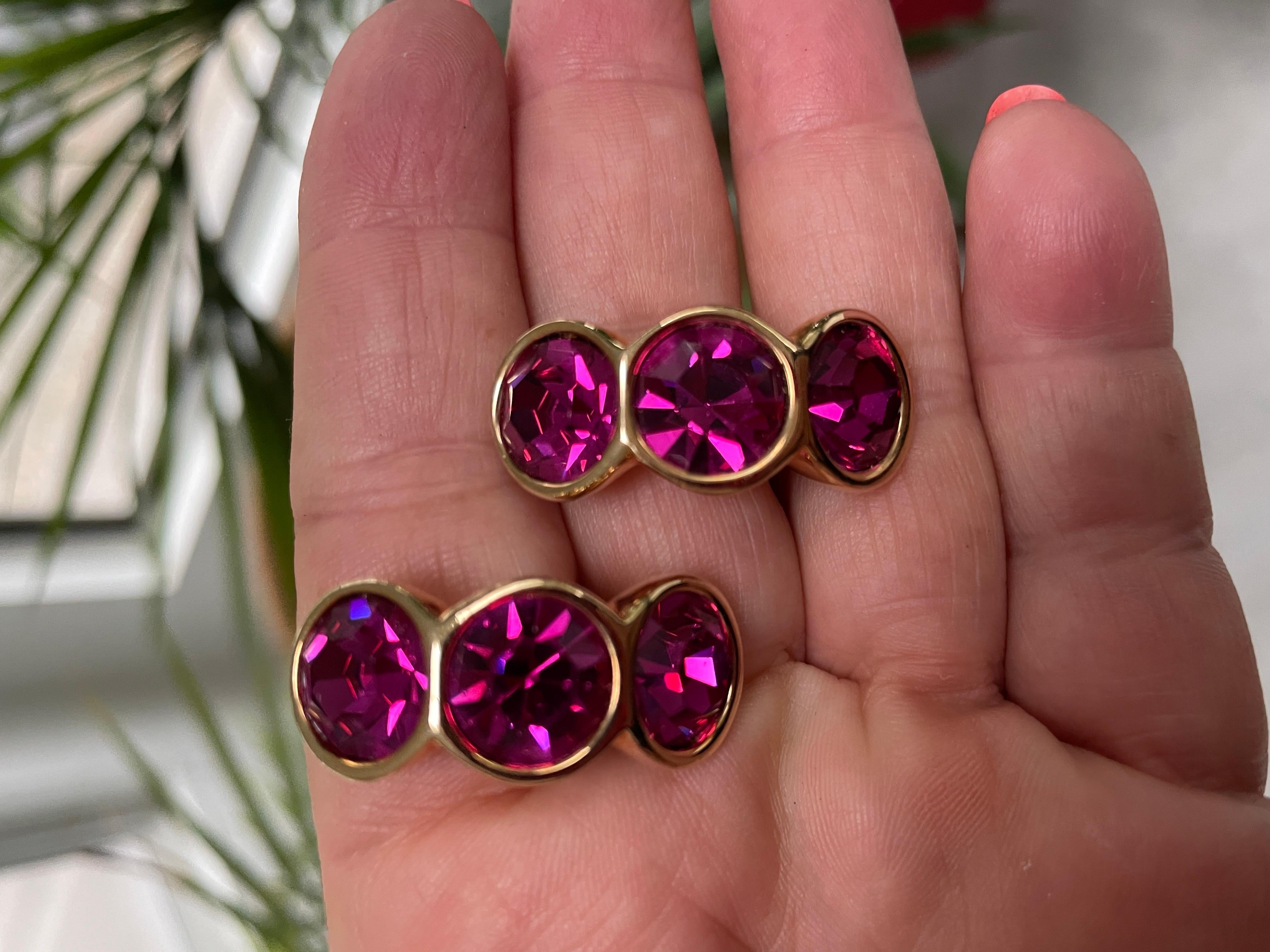 SWAROVSKI Crystal Bezel Set earrings, Never Worn 1980s For Sale 1