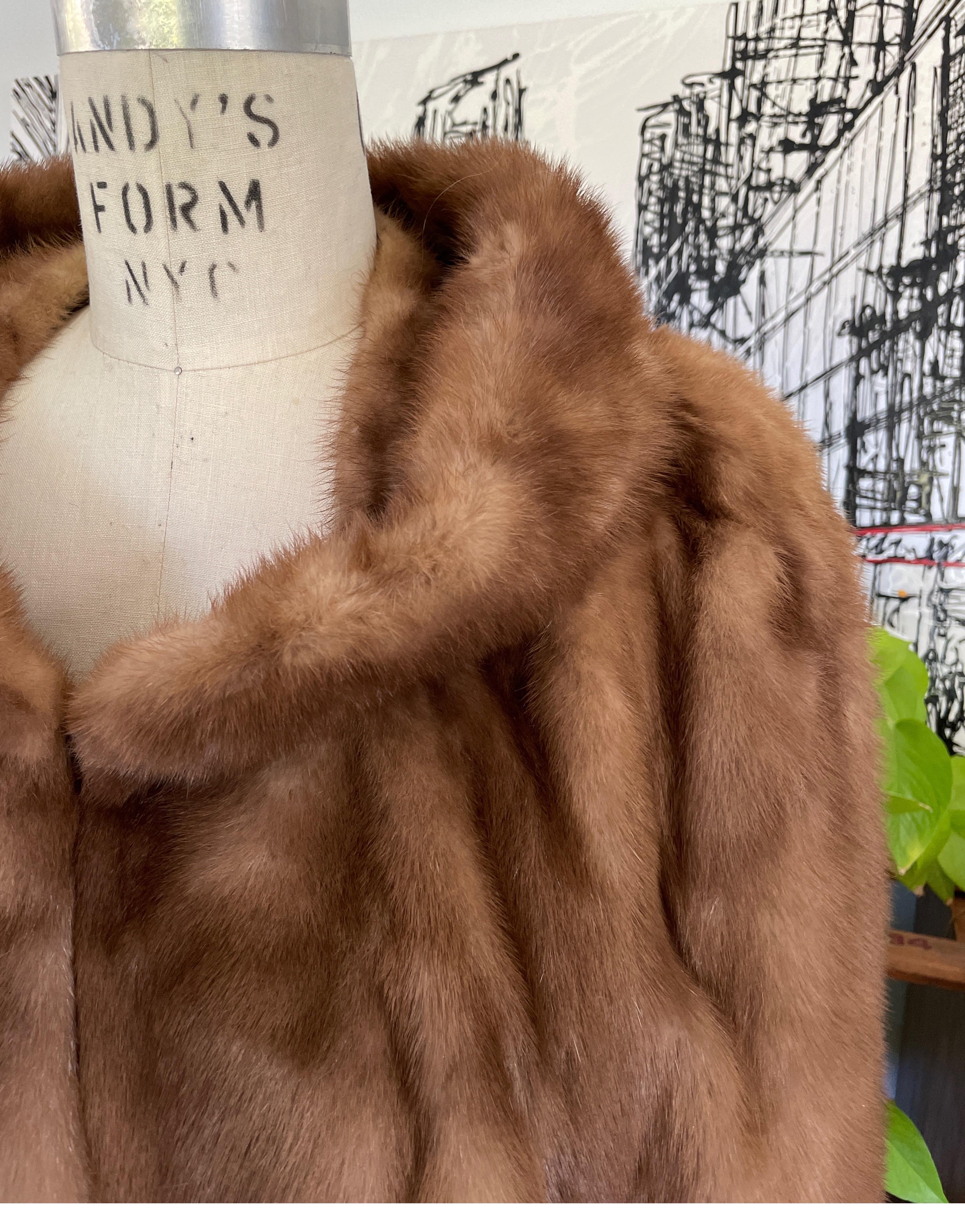 Brown  Mink Fur Shrug Stole Jacket Vintage 1960s Timeless Portrait Collar For Sale