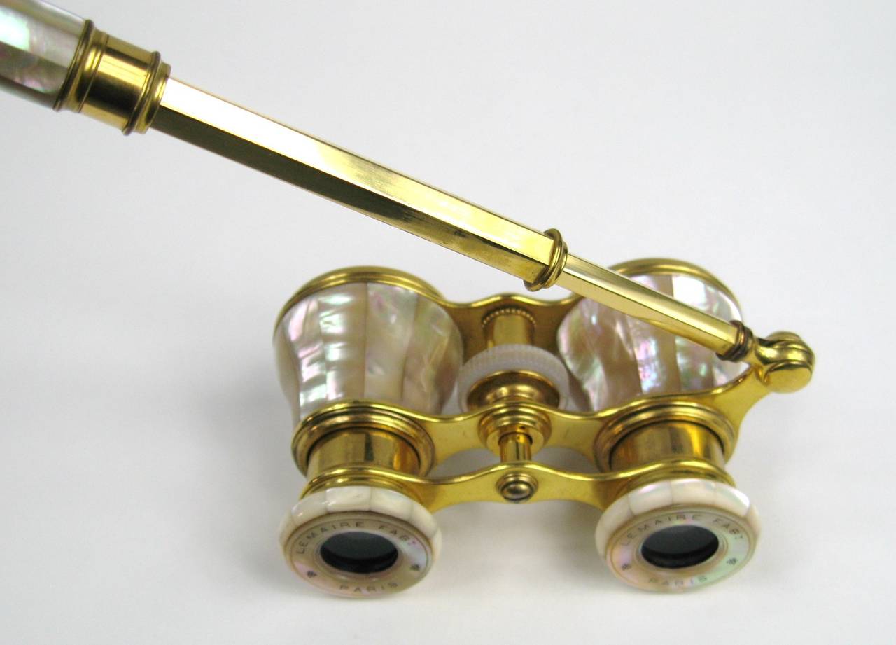 Women's Antique Mother of Pearl French Telescopic Handle Lemaire Paris Opera Glasses