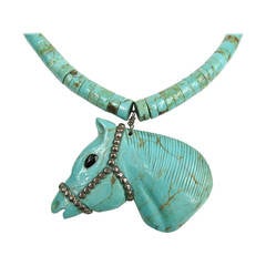 Pawn Sterling Turquoise Horse Head Beaded Necklace 10