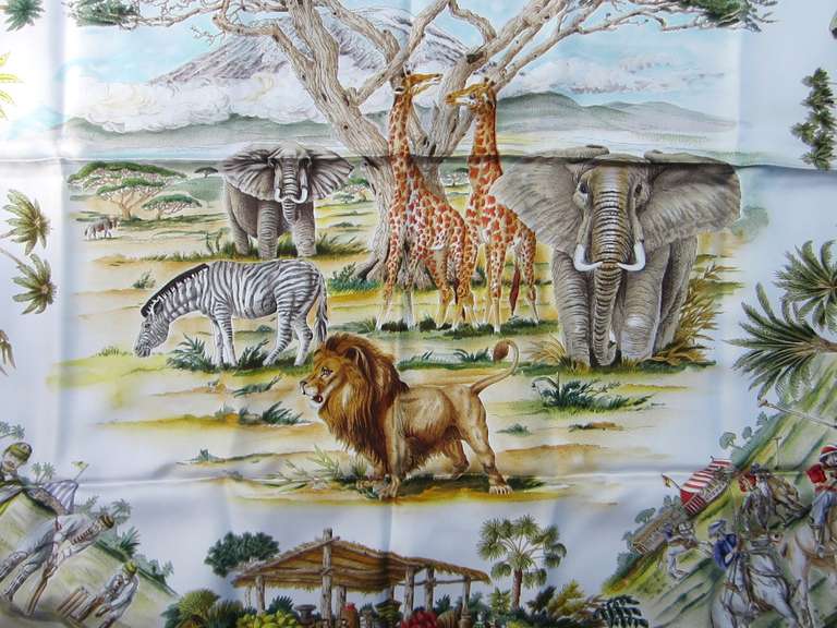 Safari motif 
34in x 34in

Purchased in the early 1990s and never worn. 
Any questions hit contact dealer if not working please call