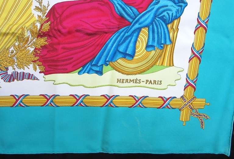 Beige Hermes Scarf Republique Francaise Liberte Egalite Fraternite - 1789