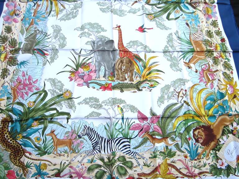Here is another lovely silk scarf which as with the rest of the Gucci's are New Old Stock
Purchased and stored away since the late 80s early 90s 

Wonderful jungle  motif, coloring is spectacular! 

Any questions hit contact dealer or call