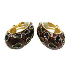 Ciner New Old Stock Enameled Clip on Earrings 5