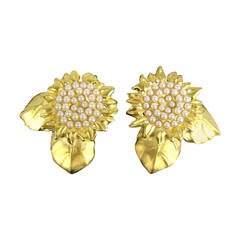 Karl Lagerfeld Sunflower Gold Gilt Earrings 2