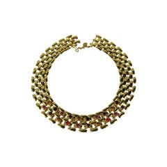 Dominique Aurientis Gold Gilt Crystal New old stock 1980s Necklace 11