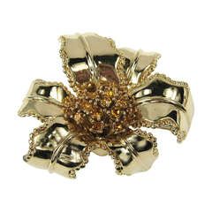 Ciner Amber Swarovski Crystal Floral Brooch NEW Never worn 1980s 5