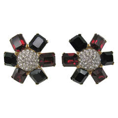 Ciner Red White and Blue swarovski Crystal Earrings New old stock 12