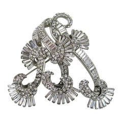 Stunning Vintage BARRERA Clear Crystal Triple S Brooch Pin Never worn 1980s 10