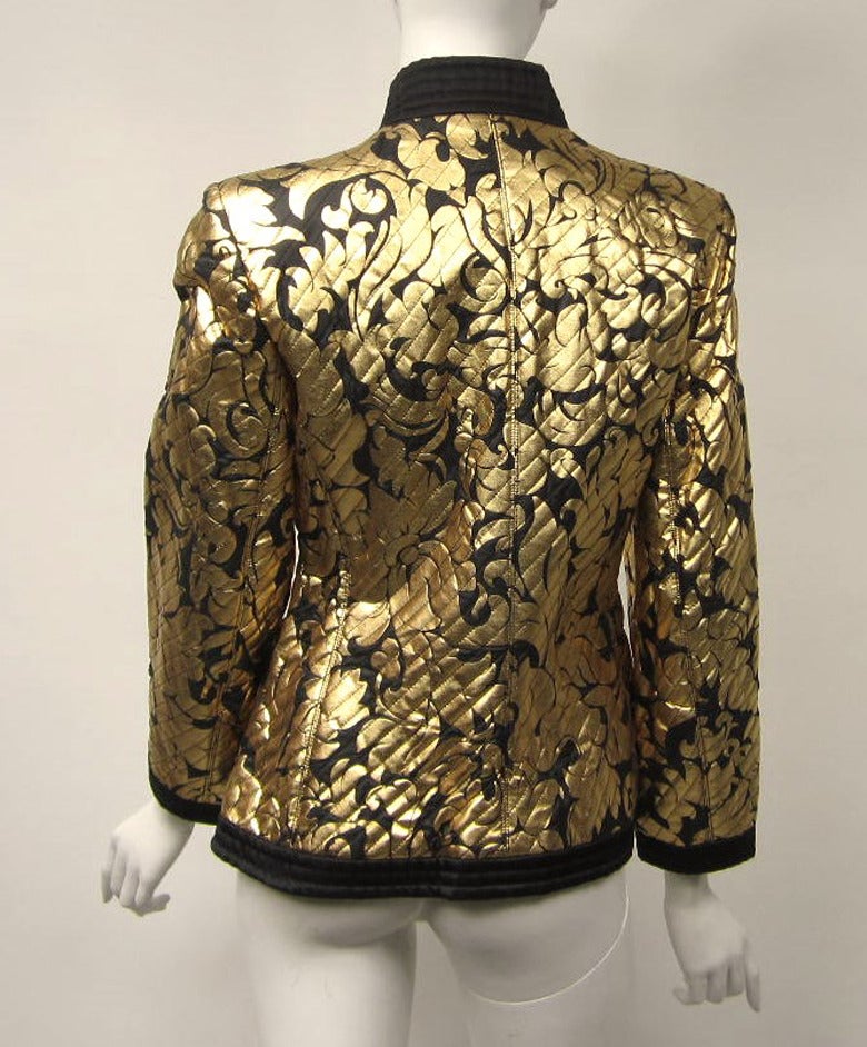 Yves Saint Laurent Gold Black Silk Evening Jacket 38 For Sale at 1stdibs