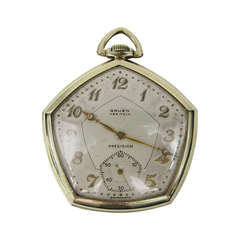 14K G.F. Open Face Pentagonal Gruen Pocket Watch