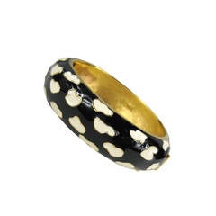 Ciner Black & White Enameled Bracelet New Old Stock 1980s 10