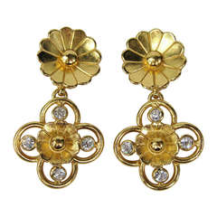 Yves Saint Laurent Crystal Drop Earrings 1980s Never worn 3