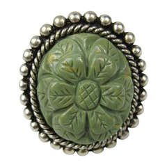Stephen Dweck Sterling Silver Floral Carved Ring 90s New Old stock 5