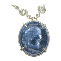 1980's Dominique Aurientis Blue gripoix Intagalo Necklace New Old stock 4