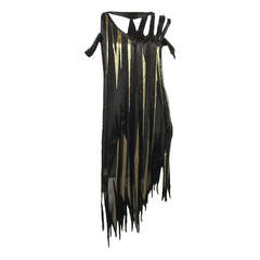Bob Mackie 1980s Gold & Black Beaded asymmetrical Flapper style dress 10