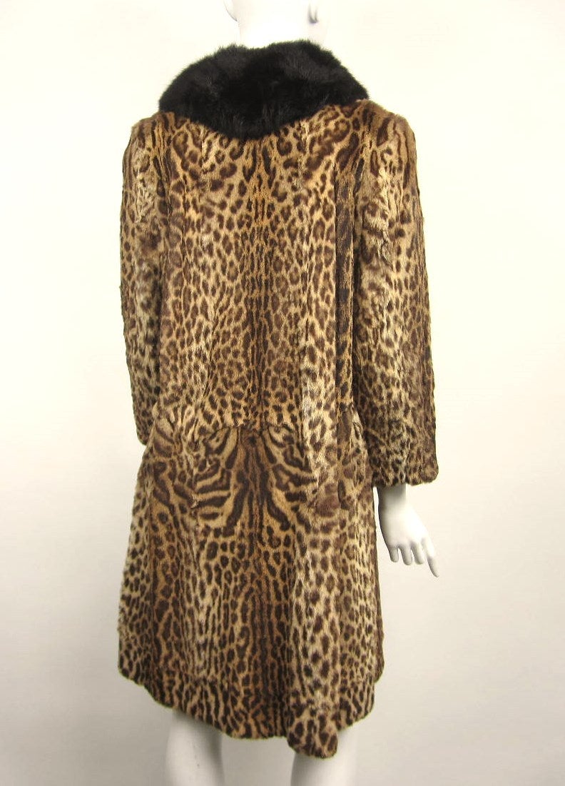 1940s Vintage Cat Print Fur Coat For Sale at 1stdibs