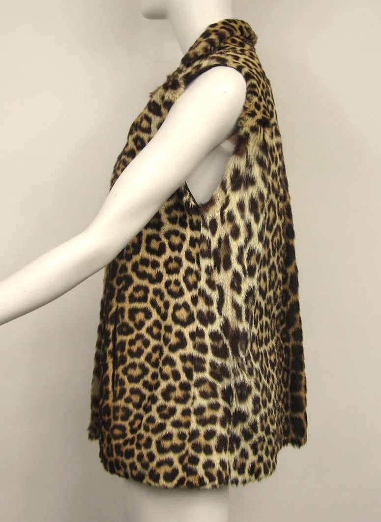 Brown 1940s Fur Leopard Print vintage Vest