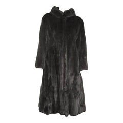 Vintage LUXURIOUS Stunning Dark Ranch Mink Long Zippered COAT Men Women Unisex