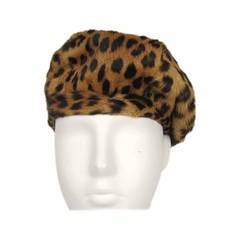 Vintage Leopard Print Beret Hat