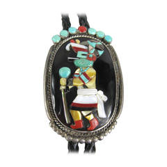 1970s Sterling SIlver Native American Zuni Dancer Bolo 10