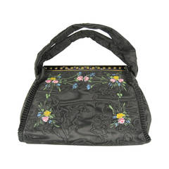 1939 Hand Painted Black Floral "bags of tomorrow" New In Box Hand Bag 11