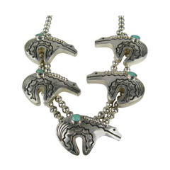 Sterling Silver Zuni Native American Bear Fetish Necklace 12