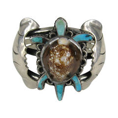 E.A. Zunie Pawn Sterling Turtle Bracelet 10