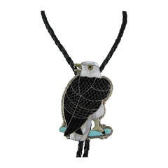 Native American Sterling Silver Zuni Sheyka Eagle Bolo Tie 11