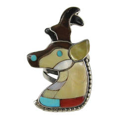 PORFILIO & ANN SHEYKA Native American Zuni INLAY Sterling Ring 7