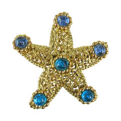 Dominique Aurientis Gripoix Glass Star Fish Brooch Pin New Old Stock 6