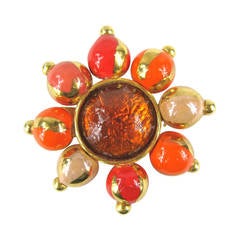 Dominique Aurientis Mega Gripoix Hand Painted - Brooch 1980s 2