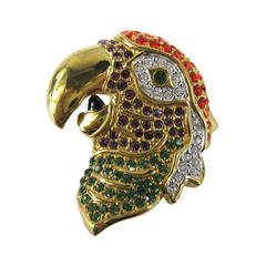 Daniel Swarovski Crystal Encrusted Parrot Head Brooch 5