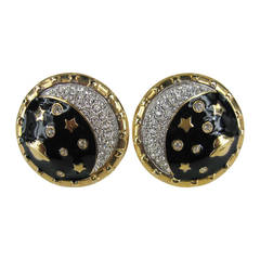 Daniel Swarovski Crystal Encrusted over the moon clip on earrings 11