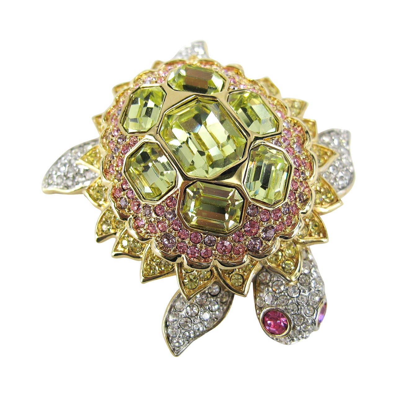 Daniel Swarovski Crystal Encrusted Turtle Brooch Pin For Sale at 1stdibs