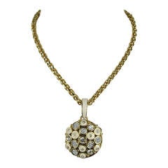 1980s Swarovski Bezel Crystal & Enamel Pendant 12