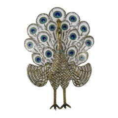 Sterling Silver Enamel Peacock Figural Siam Pin 12