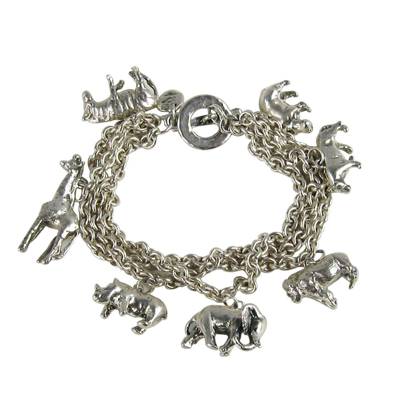 Sterling Silver 1990s Carol Felley Wild animal Charm Bracelet