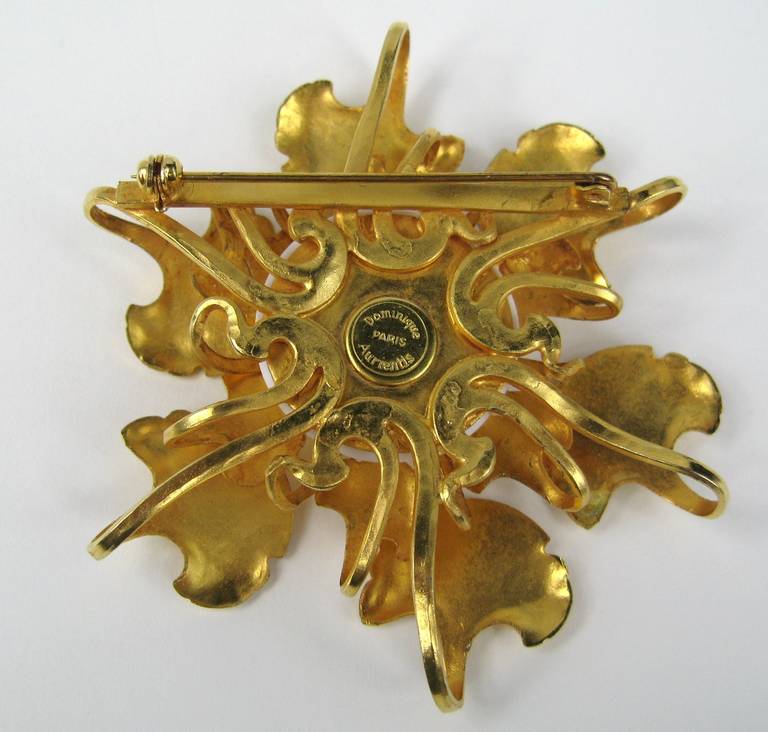 Dominique Aurientis Gold Gilt New, Never worn 1980s Brooch In New Condition In Wallkill, NY
