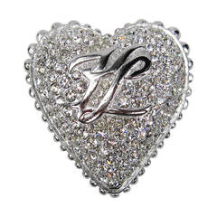 Karl Lagerfeld Large Crystal Heart Brooch New Old Stock 1990s 8