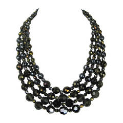 BARRERA Bib 4 strand faceted Necklace Never worn 1980s 12