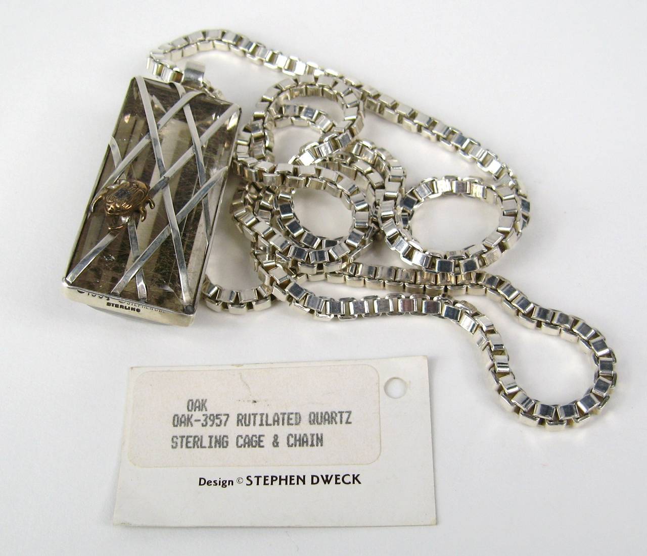 1990s Stephen DWECK Sterling One of Kind Ruilated Quartz Necklace pendant OOAK  For Sale 2