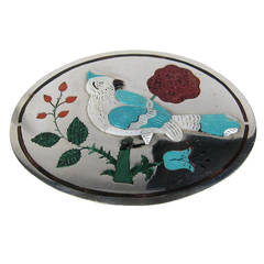 Zuni Native American Sterling Silver Inlaid Coral, Turquoise Belt Buckle