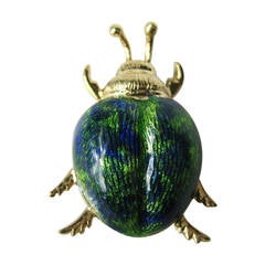 14k Gold Enamel Beetle Bug Pendant 5