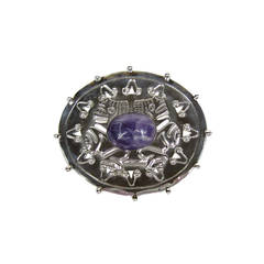 William Spratling Amethyst Sterling Silver Pin Brooch 1