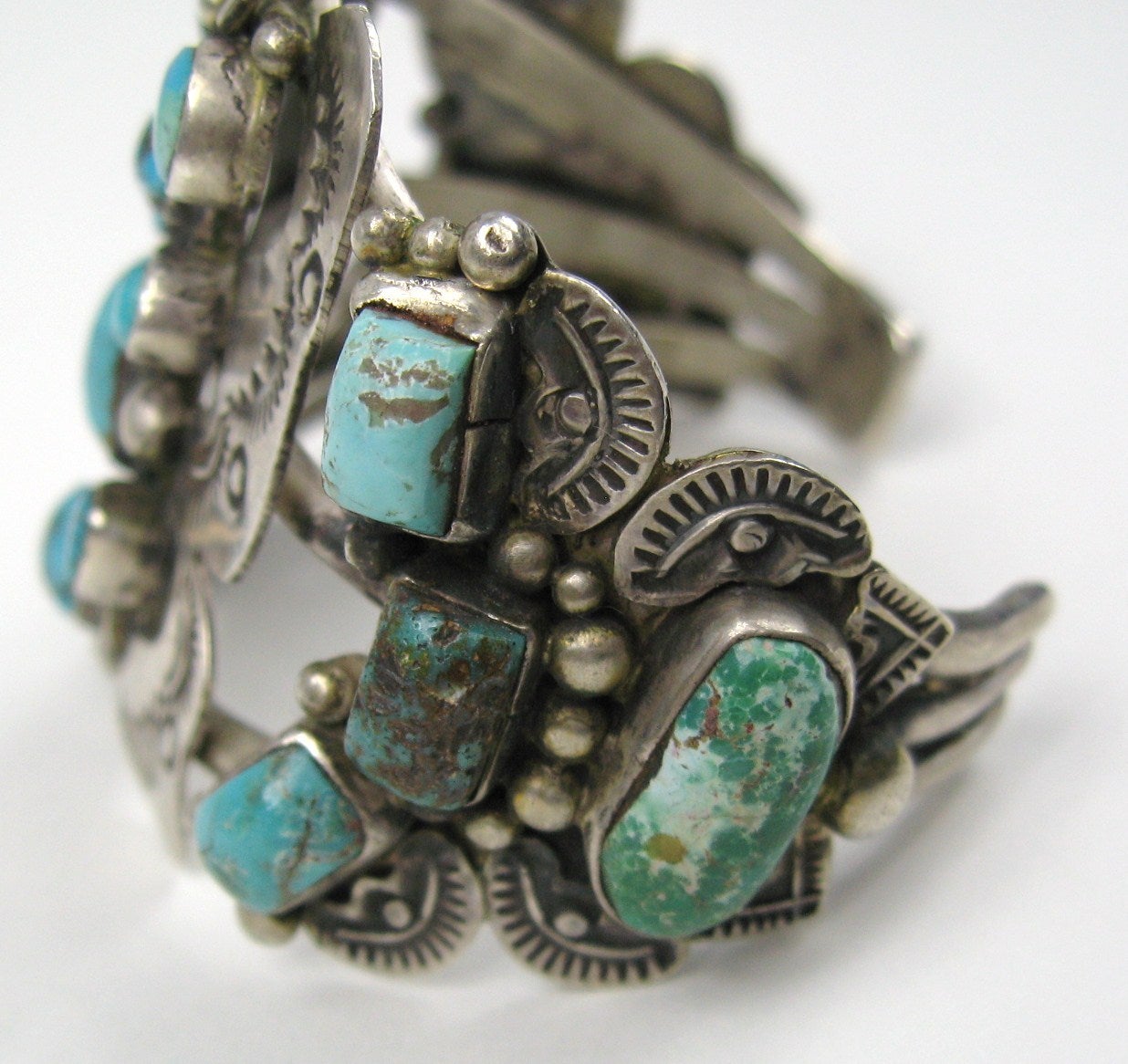OLD Pawn Southwestern Navajo Turquoise Cuff Bracelet Butterfly