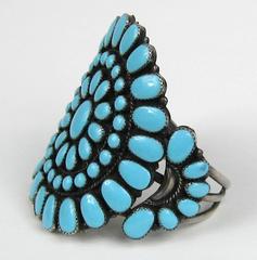 Turquoise Zuni Petit Point Cluster Cuff Bracelet from the 1960's